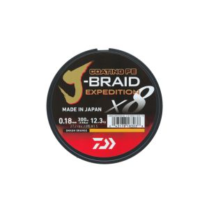 DAIWA J-Braid Expedition X8E, 3000m, 0,28mm, 26.4kg / 58,2lbs, orange, Braided Cord, 12550-328