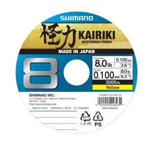 SHIMANO Kairiki 8, 3000m, 0,1mm, 6.5kg / 14,33lbs, yellow, Braided Fishing Line, 59WPLM98S4A