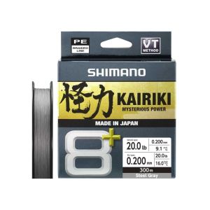 SHIMANO Kairiki 8+, 300m, 0,2mm, 16kg / 35,27lbs, Ατσάλι Γκρι, 8 φορές πλεγμένες πετονιές ψαρέματος, LDM68XE2020030S